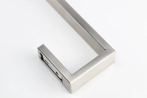 Close-up of Square Base Wall Mounted Towel Rack, Heavy Duty 20 Inch Towel Bar in Brushed Nickel, SUS304 Stainless Steel.