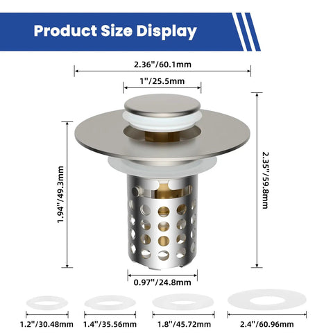 Heavy Duty Universal Bathroom Sink Drain Strainer With Brushed Nickel Finish Catches Hair And Gunk While Preventing Odors And Safeguarding Tiny Treasures Straight Up No More Plug Headaches Around The House