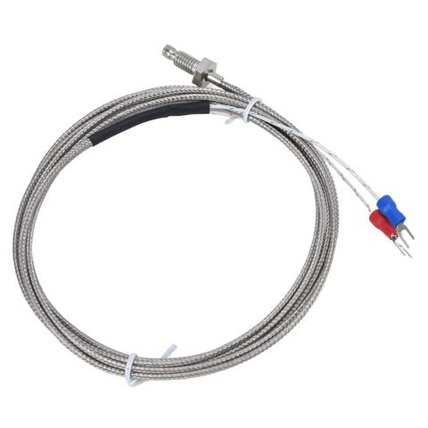 Heavy Duty K Type Screw Probe Thermocouple Temperature Sensor With Reinforced Shielded Cable, 2m long for heat tracking