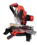 10 Inch Portable Electric Table Saw 1800W Aluminum Cutting Machine Featuring 45 Degree Miter Capability with safety guard.