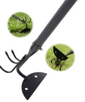 Heavy Duty 52 Inch 2 In 1 Hoe And Cultivator Rake For Weeding And Soil Loosening Long Handle Stand Up Garden Tool angled view