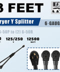No Nonsense Heavy Duty 50 Amp Nema 6-50 Welder Splitter Adapter Cable Featuring Bombproof 6 Awg Copper Wire Extension Cord