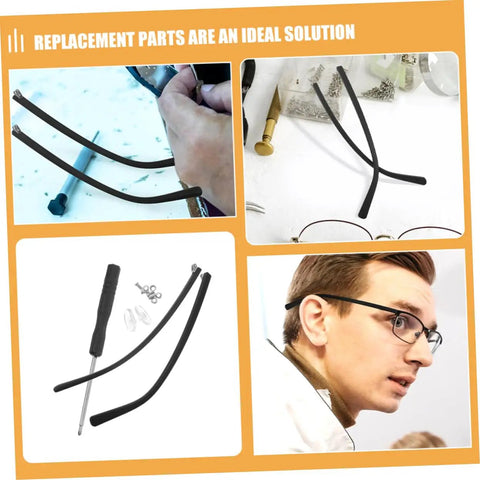 Two Pairs Metal Eyeglass Temple Replacement Arms Kit For Fast Easy Repairs Ergonomic Durable Design For All Day Comfort Sturdy Construction Fits Standard Frames Quick Fix For Glasses