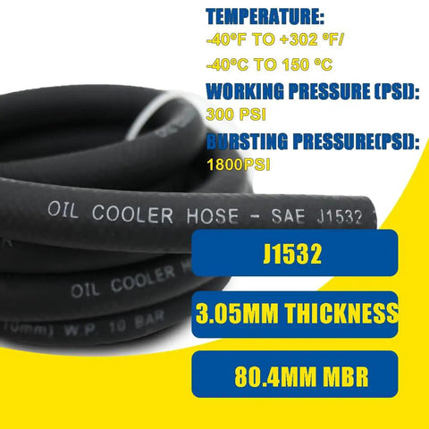 Heavy Duty 3/4 Inch Transmission Oil Cooler Hose Reel With NBR Inner And Braided Polyester Reinforcement, 20ft shown coiled for high pressure use.