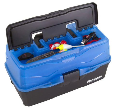 Open 3 Tray Tackle Box Organizer With 32 Compartments And 13 Removable Dividers Large Portable Lure Storage Case Frost Blue And Black
