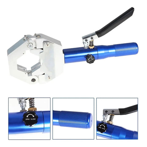 Heavy Duty Hydraulic Crimping Tool Kit With Bench Mount Stand For Hose Repairs, blue handheld pressure machine for hose assembly.
