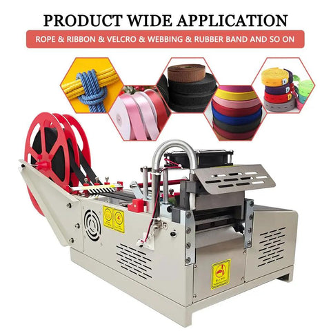 Must Have Versatile Webbing Cutting Machine With 5 Inch LCD Display for Quick Cutting of Ribbon Zipper Tape Nylon Webbing
