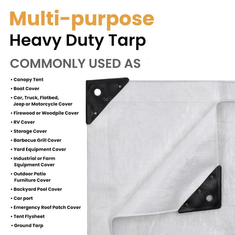 12x20 Ft Heavy Duty Poly Tarp 10 Mil Waterproof UV Resistant True To Size Cover For Camping Construction Boats And Equipment With Rust Proof Grommets Tear And Rip Resistant Extra Thick Tough As Nails