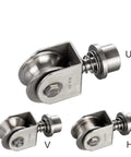 Built Tough 304 Stainless Steel Sliding Gate Caster Wheel Featuring Spring Shock Absorption Universal Rotating V Groove Pulley.