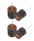 4 Pack 1/64 Wheel And Tire Set With Real Riders Rims And Axles For RC Diecast Cars Upgrade Your 1/64 Scale Models Bronze Finish Rims