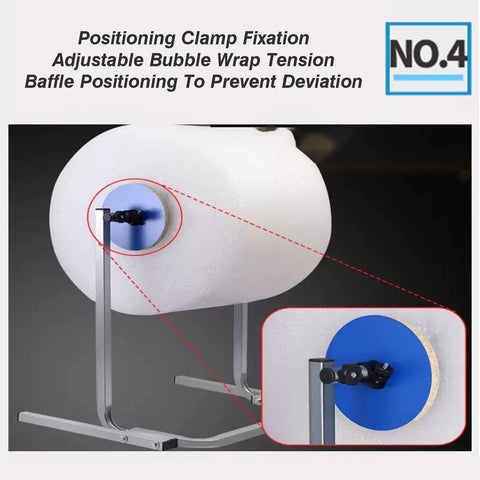 Heavy Duty Tabletop Bubble Wrap Dispenser Adjustable Shipping Station Stand For Moving And Packing Thick Foam Roll Rack Handles Up To 48 Inches, showing adjustable clamp for bubble wrap tension.
