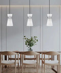3 Pack Cylindrical Pendant Lights With Frosted Glass, Modern Hanging Lamps in dining area, Brushed Nickel Finish