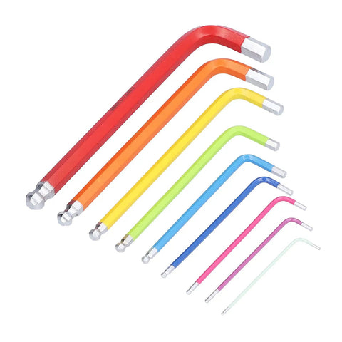 Hilitand 9Pc Colorful Long Arm Hex Wrench Set Chrome Steel Allen Keys With Complete Sizes For Home Maintenance Repair And Bike Tuning