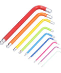 Super Cool 9 Piece Hex Wrench Set With Chrome Steel Ball Heads In Vibrant Colors For DIYers And Pros To Fix Stuff Fast And Keep Your Tools Organized, color-coded hex keys