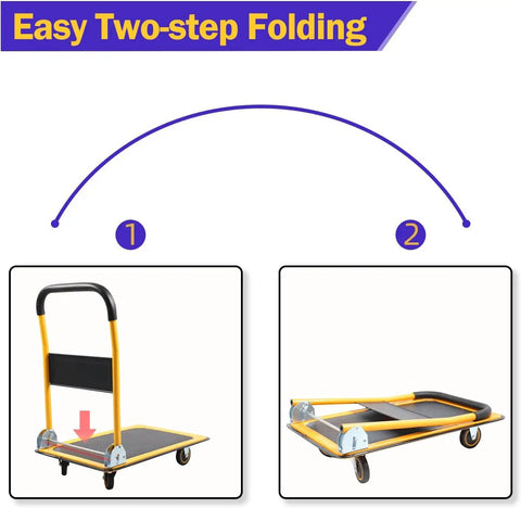 Built Tough 330 Lb Push Cart Dolly With Silent Mute Wheels Plus Compact Foldable Design That Makes Heavy Warehouse Loading And Office Moving Feel Like A Total Cinch For Daily Work Hauls