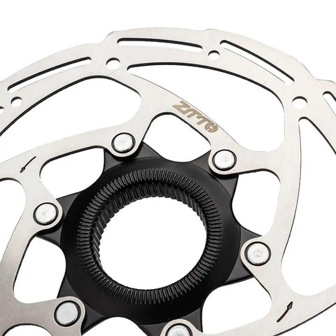 Centerlock 140mm Disc Brake Rotor For MTB And Road Bikes With Beefy High Strength Steel Core And Lightweight Alloy Body Black