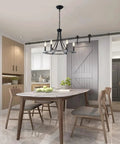Farmhouse Wagon Wheel Chandelier 20 Inch Black Brown Iron With 6 Lights Round Rustic Kitchen Island Pendant Light for Dining Room