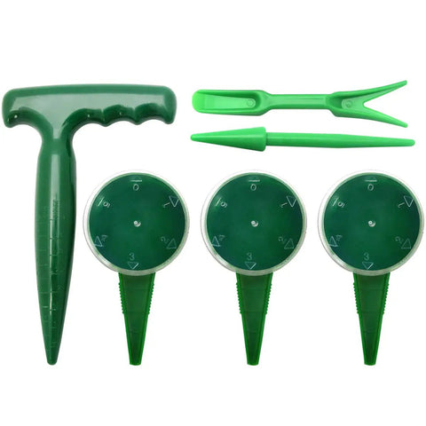 Six Pack Seed Sowing Dispenser Set with Adjustable Garden Hand Planter Seeder Tool for Flowers and Veggies, Lightweight Plastic Seed Dibber and Widger