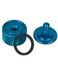 Sky Blue Welding Hood Pipeliner Helmet Fasteners Replacement Headgear Screws With Aluminum Anodized Build And Silicone Washer No Slip Grip 1 Pair For Tight Secure Welding Gear, showing knurled design and silicone washer.