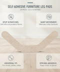 Image of Self Adhesive Silicone Floor Protectors For Furniture Legs That Let Chairs And Tables Glide Smoothly Across Hardwood Tile And Laminate Floors While Preventing Scratches No Scratch Drama 3.3 By 1.5 Inches 20 Count featuring product benefits.