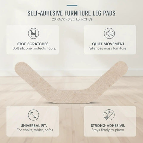 Image of Self Adhesive Silicone Floor Protectors For Furniture Legs That Let Chairs And Tables Glide Smoothly Across Hardwood Tile And Laminate Floors While Preventing Scratches No Scratch Drama 3.3 By 1.5 Inches 20 Count featuring product benefits.