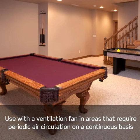 Basement game room with pool table, ping-pong table, suitable for Plug and Play Humidity Sensor Switch For Bathroom Exhaust Fans use.