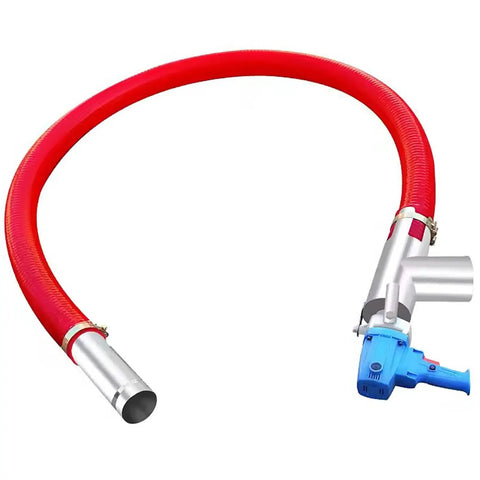 Portable Suction Auger Screw Conveyor For Grain And Cement, red hose, two-meter length, blue motor component visible