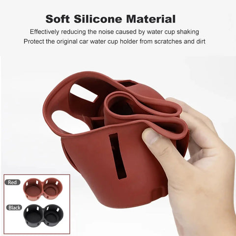 Red silicone Porsche Macan Center Console Organizer Tray 2 Piece Set Silicone Cup Holder Storage Protective Pad for 2022-2026