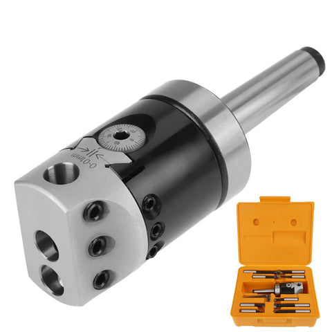 Two Boring Head Set With 50mm Boring Head Model F1 12 And Nine 12mm Boring Bars For MT2 M10 Thread CNC Milling Machines in case