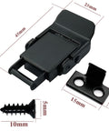 Beefy Spring Loaded Stainless Steel Draw Latches And Tension Latches Set Black Toggle Hasp Clamp with screws, dimensions shown