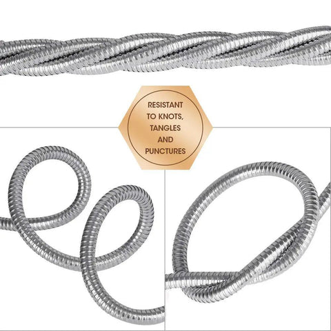 Heavy Duty 304 Stainless Steel Garden Hose Extension 100 Feet With Brass Nozzle, kink-free coil detail
