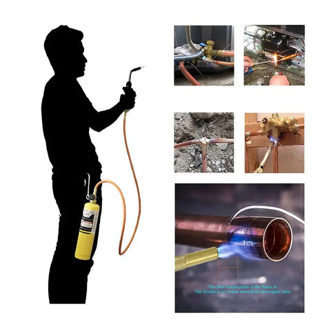 Heavy Duty Professional MAPP Gas Brazing Torch With Extra Long Hose For Serious Plumbing Pipe Welding And No Sweat Soldering Projects Built Like A Tank For HVAC And Backyard Grilling