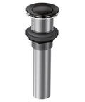Vessel Sink Pop Up Drain Assembly With Spring Loaded Button And Matte Black Finish For Modern Bathrooms No Overflow Model 140780BL Replacement Drain For Vessel Sinks, showing side angle