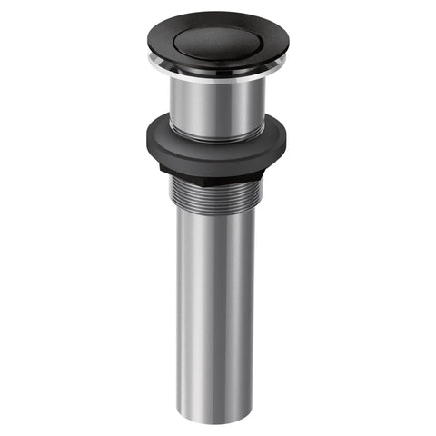 Vessel Sink Pop Up Drain Assembly With Spring Loaded Button And Matte Black Finish For Modern Bathrooms No Overflow Model 140780BL Replacement Drain For Vessel Sinks, showing side angle