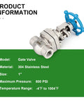 Forged 304 Stainless Steel Weld Gate Valve 1 Inch OD Rotary Sluice Valve With Wheel Handle For Water Oil Gas Specifications