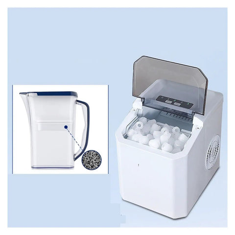 High Performance Countertop Ice Maker Portable With Built In Storage Bin For Rapid Ice Cubes Kitchen Home Bar Entertainment RV Camper Travel Compact Self Contained Unit Energy Efficient Smooth Chill Results with ice ready.