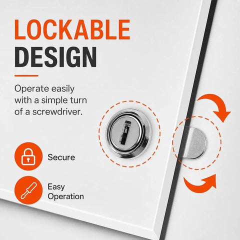 Heavy Duty Locking Aluminum Access Panel For Drywall Ceilings And Interior Walls Featuring Bulletproof Key Guard lock mechanism close-up