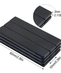 Rare-earth bar magnets, black epoxy-coated neodymium, 60x10x3 mm, pack of 12