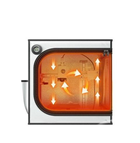 Front view of enclosure for 3D printer with LED light keeps constant temperature and reduces warping fits A1 mini printer clear shield