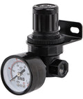 Air Compressor Pressure Regulator With Bracket And Gauge 1/4 NPT Female Thread Adjustable For Clean Air Systems Zinc Alloy Body 7 To 116 Psi