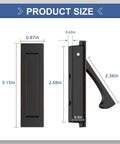 Oil Rubbed Bronze 6 Inch Pocket Door Hardware Kit With Recessed Flush Pulls And Edge Pulls In Stainless Steel dimensions view