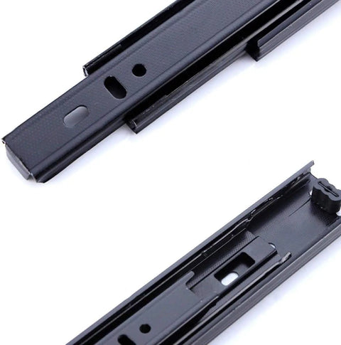 Heavy Duty Ball Bearing Drawer Slides Full Extension Three Section Runners Smooth Rolling Cabinet Hardware Black Finish close-up view