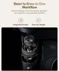 Game Changing Dual Boiler Espresso Machine With Integrated Precision Grinder And Dual Weight Sensors For Reliable Shot Prep and integrated grinder close-up.