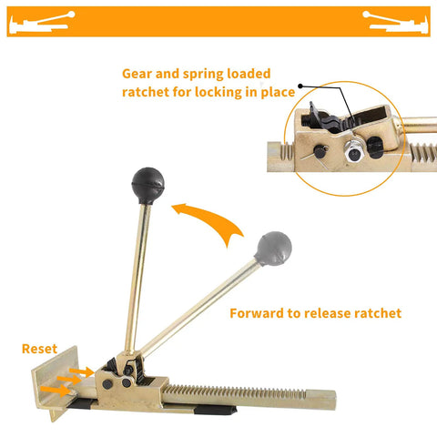 Pro Flooring Jack Tool For Quick Positioning And Gentle Lifts With Heavy Duty Iron Build And Non Slip Handles, close-up view
