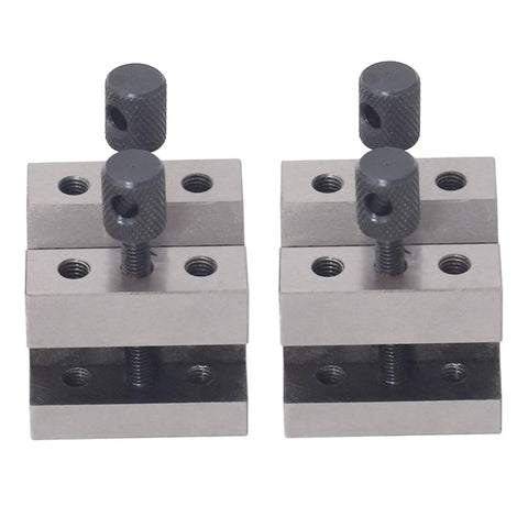 Hardened Steel 90 Degree V Block Set With Clamps, 1-3/8 x 1-3/8 x 1-3/16, Pro Grade Machinist Gauge Kit In Wooden Case, Ultra Precise, Multi Use For Metalworking And Jig Work. Pair of clamped V blocks