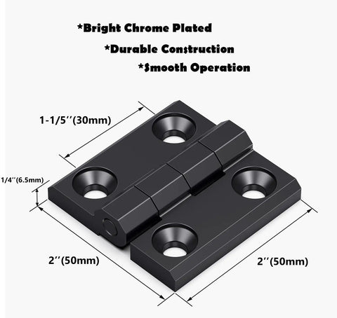 Built Like A Tank Heavy Duty Butt Hinge Set Of Two In Classic Black Zinc Alloy Closet Cabinet Door Hardware with dimensions.