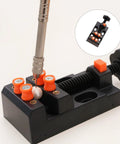 Hand Drilling Vise Set For Beads And Small Parts, Handy 4 Point Clamp With Hand Pin Vise For Jewelry Making, black clamp with orange posts