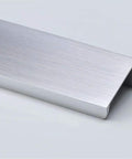 Close-up of a silver Hidden Cabinet Handle from Set Of 2 Heavy Duty Aluminum Finger Pull And Tab Pull for kitchen cabinets, doors, and drawers.