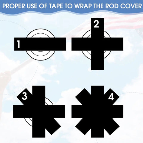 Proper use of tape instructions for Solid Color Guard Weight Anchor Kit With Heavy Duty Flag Pole Caps And Non Slip Tape.