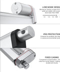Diagram of 12V Heavy Duty Linear Actuator 330LBS 1500N 8 Inch 200mm Travel Quiet IP65 Electric Actuator with design details